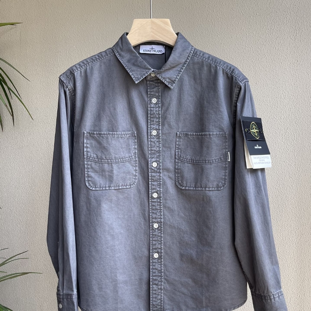Stone Island Blue Button Shirts